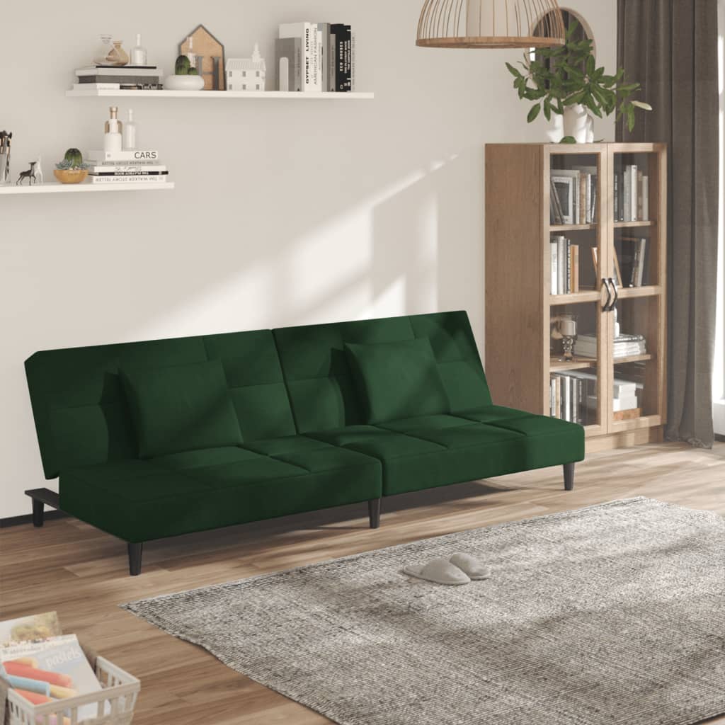 Bäddsoffa 2-Sits Med Två Kuddar Sammet