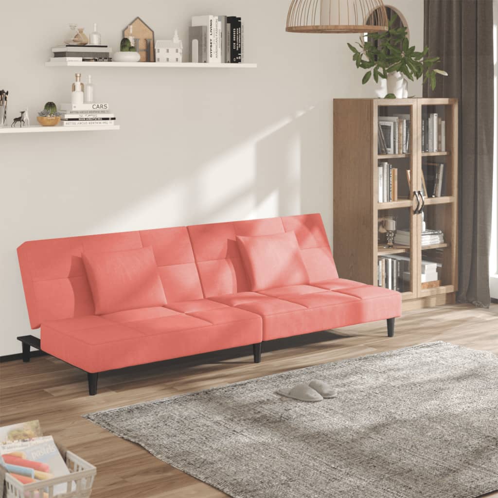 Bäddsoffa 2-Sits Med Två Kuddar Sammet