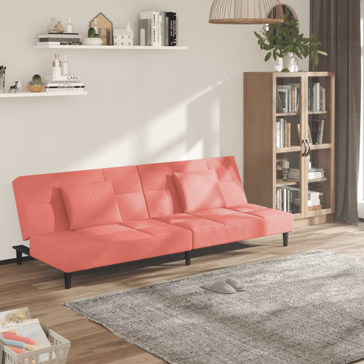 Bäddsoffa 2-Sits Med Två Kuddar Sammet