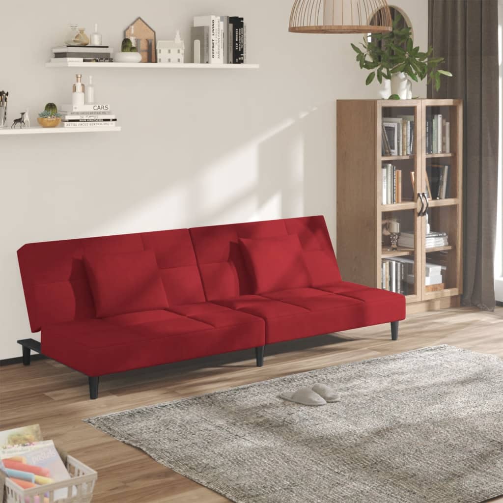 Bäddsoffa 2-Sits Med Två Kuddar Sammet