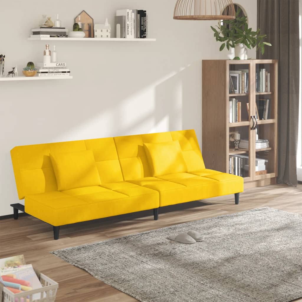 Bäddsoffa 2-Sits Med Två Kuddar Sammet