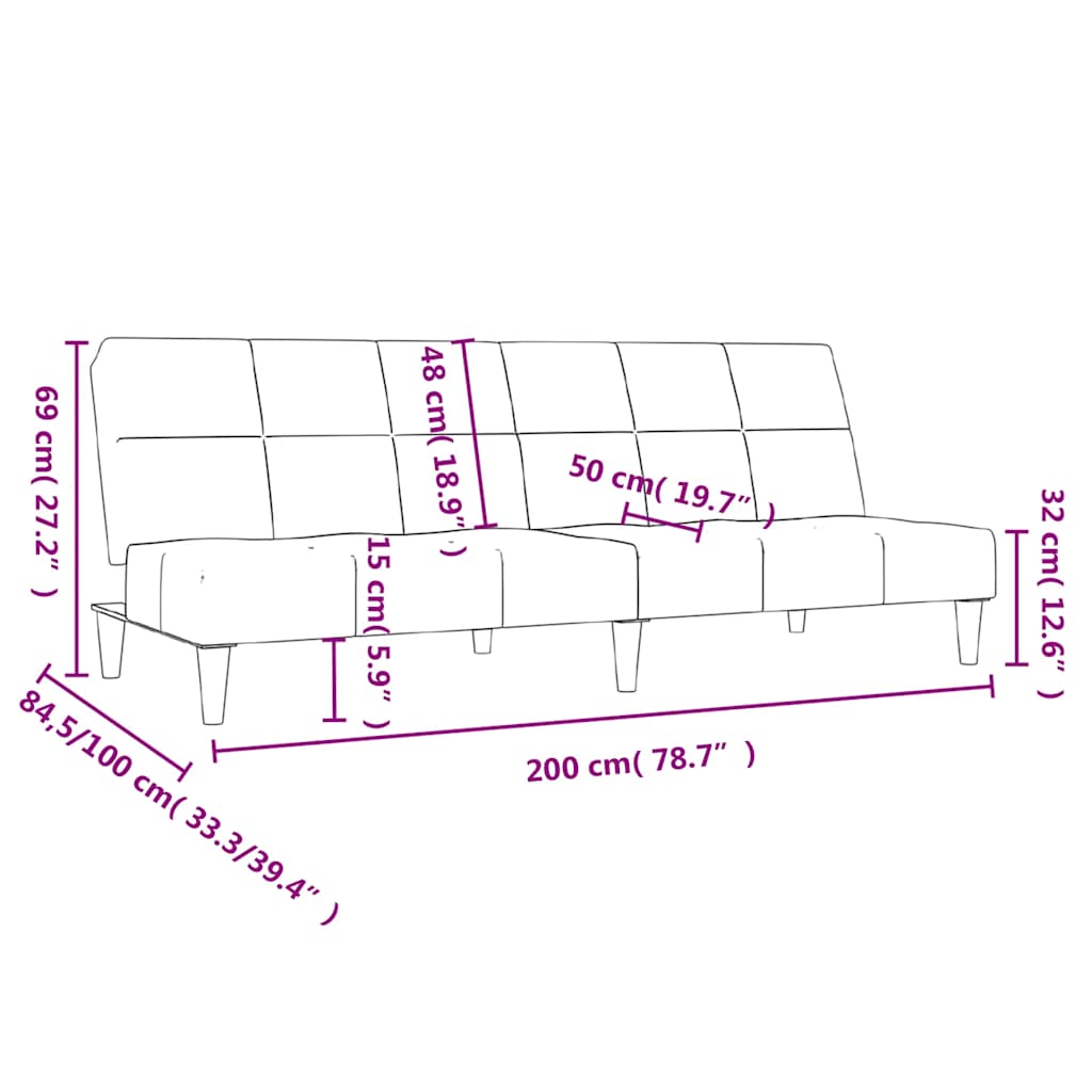 Bäddsoffa 2-Sits Tyg