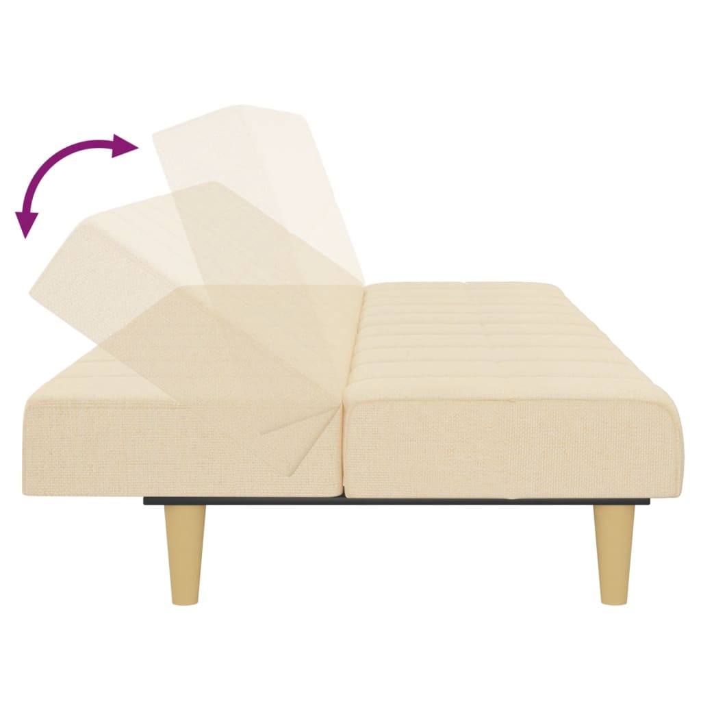 Bäddsoffa 2-Sits Gräddvit Tyg