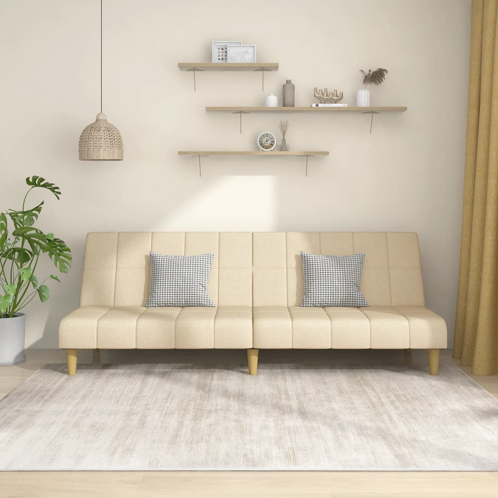Bäddsoffa 2-Sits Gräddvit Tyg