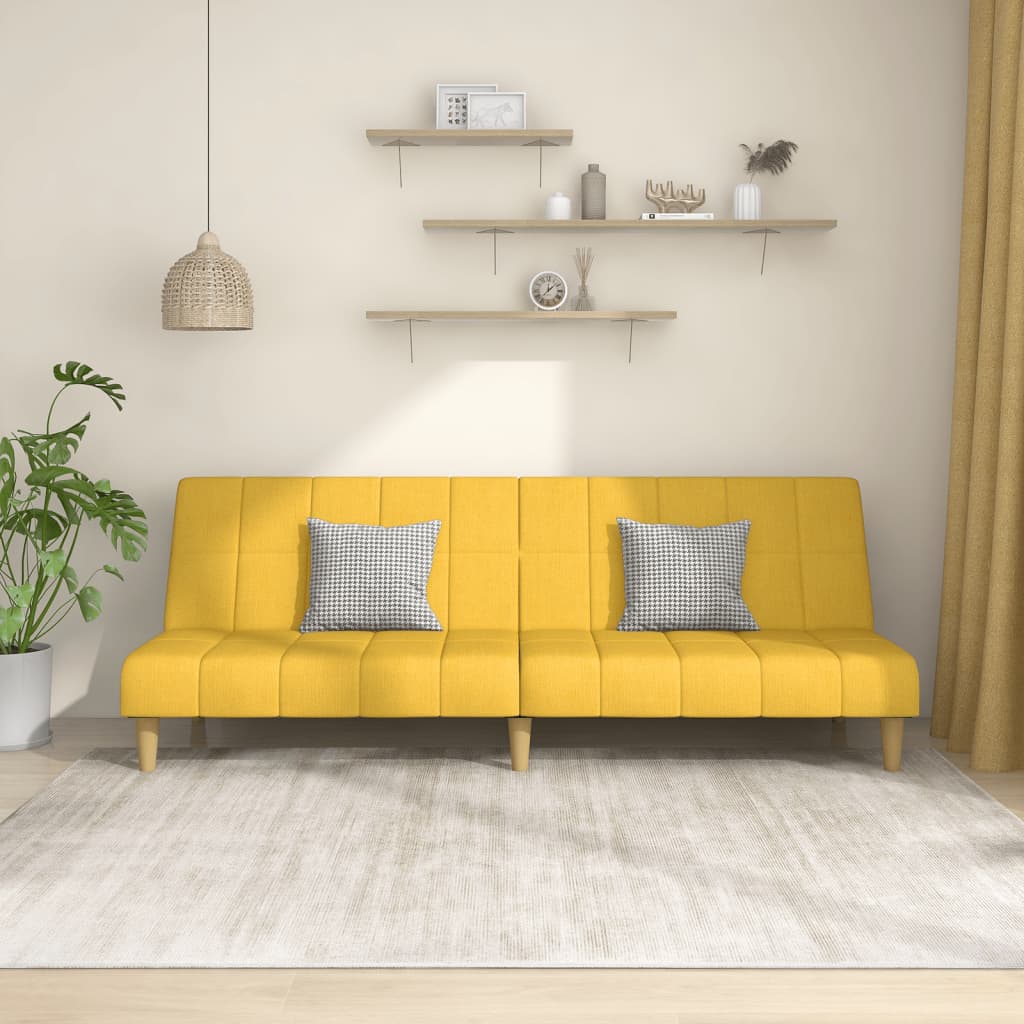Bäddsoffa 2-Sits Gräddvit Tyg
