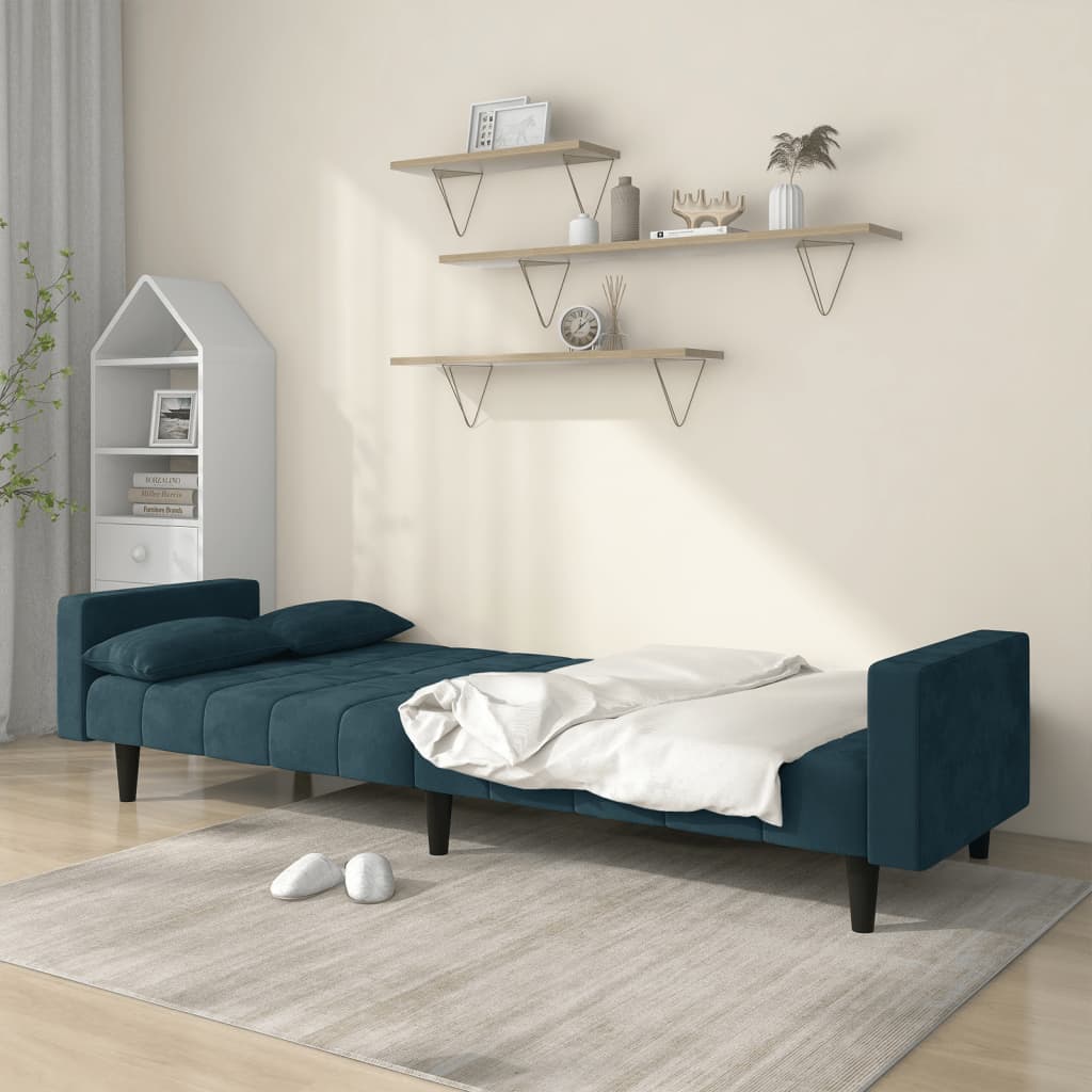 Bäddsoffa 2-Sits Med Två Kuddar Sammet