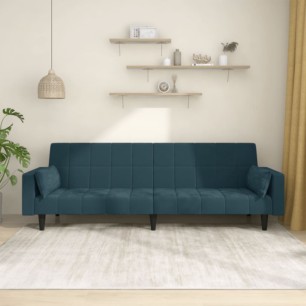 Bäddsoffa 2-Sits Med Två Kuddar Sammet