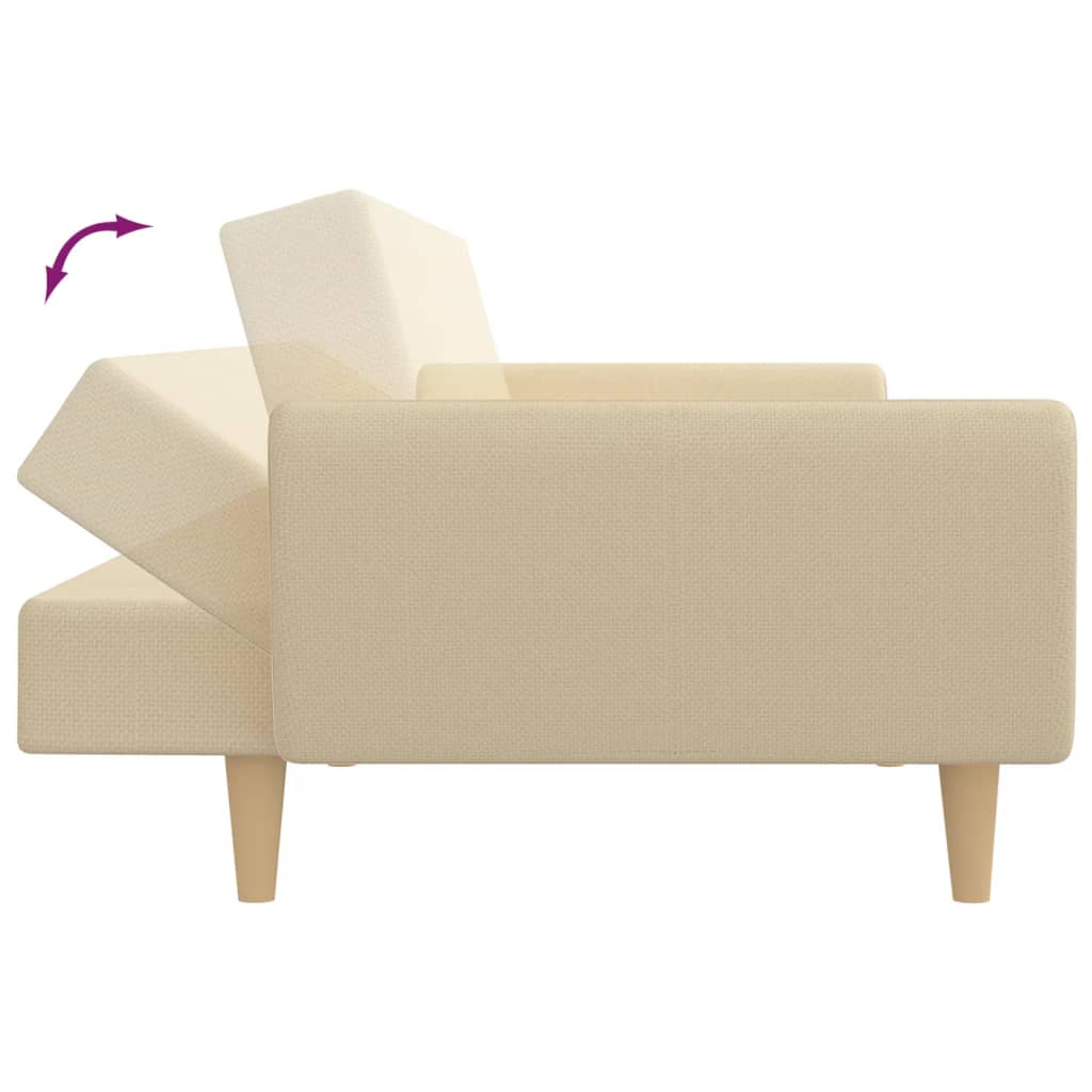 Bäddsoffa 2-Sits Gräddvit Tyg