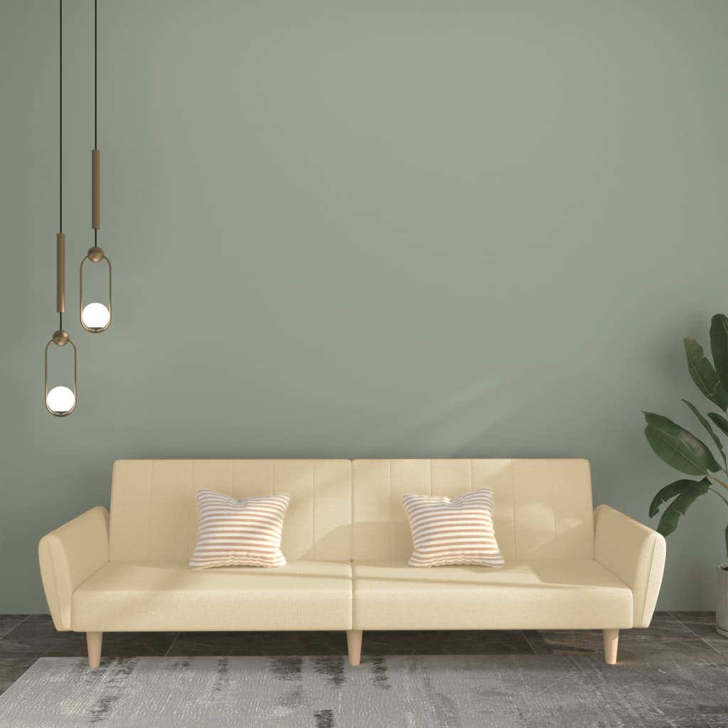 Bäddsoffa 2-Sits Gräddvit Tyg