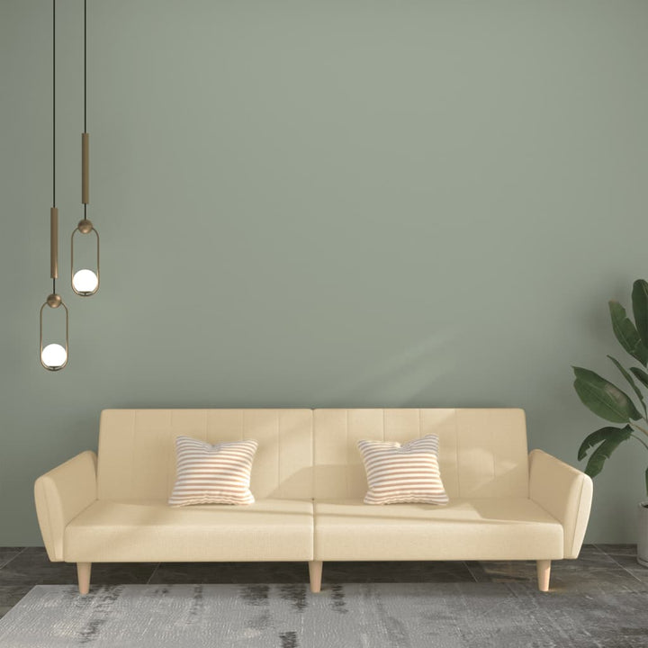 Bäddsoffa 2-Sits Gräddvit Tyg