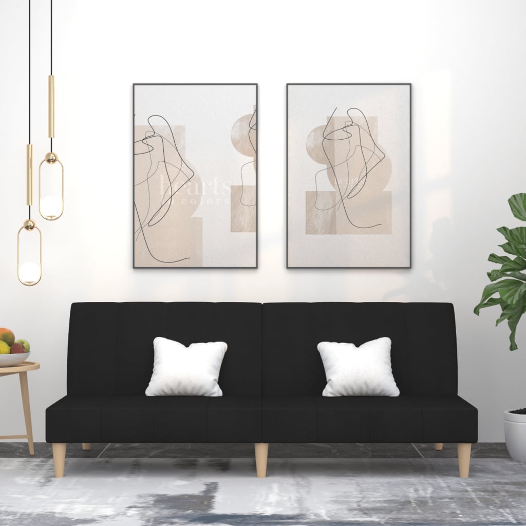 Bäddsoffa 2-Sits Gräddvit Tyg