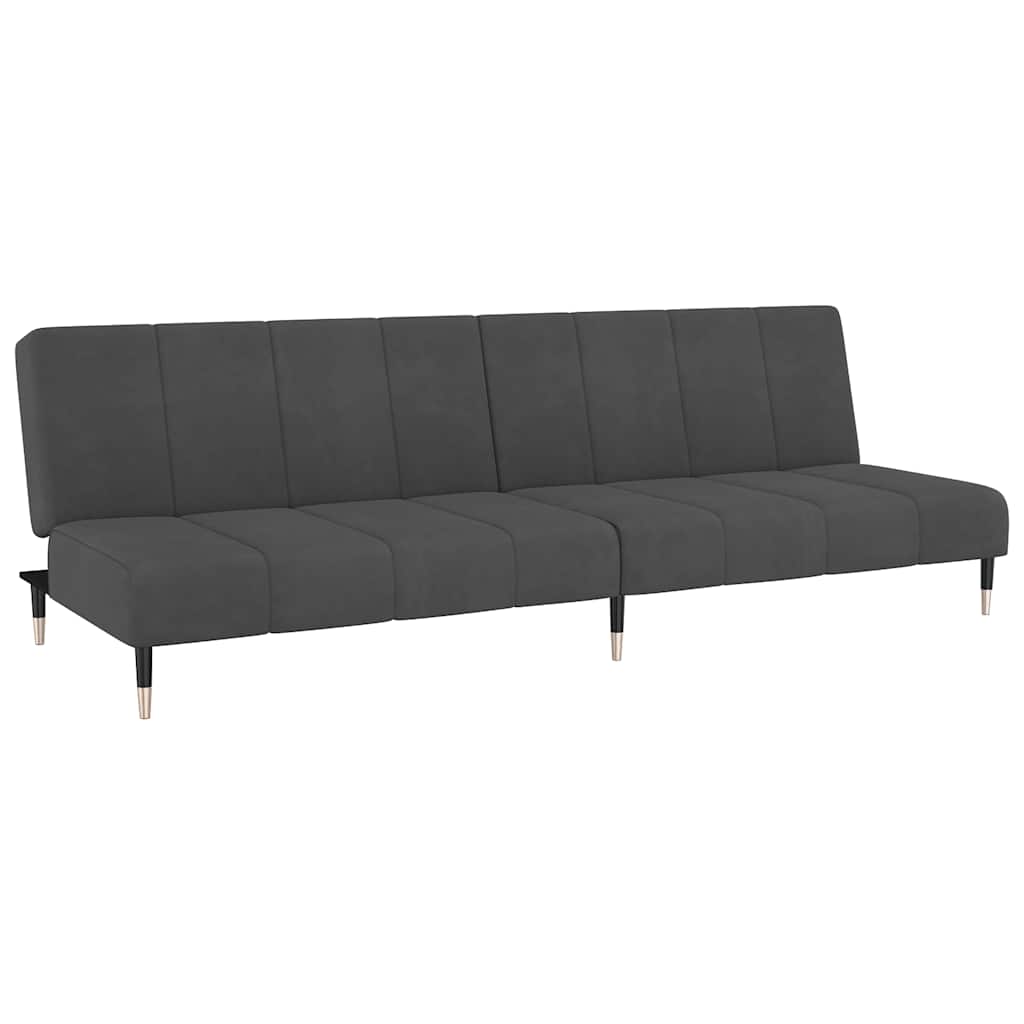Bäddsoffa 2-Sits Mörkgrå Sammet