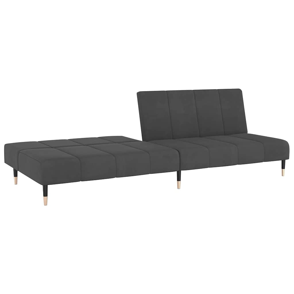 Bäddsoffa 2-Sits Mörkgrå Sammet