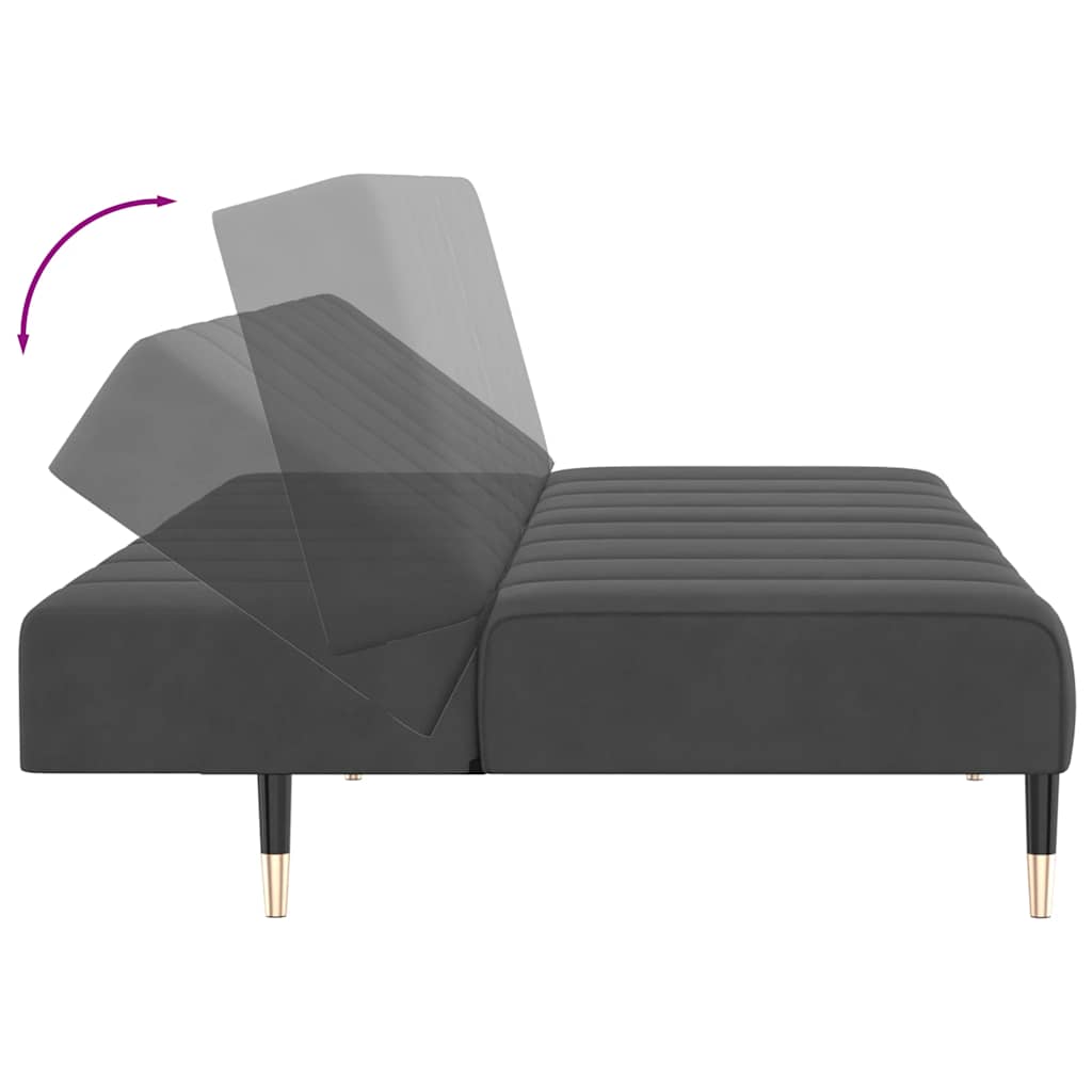 Bäddsoffa 2-Sits Mörkgrå Sammet
