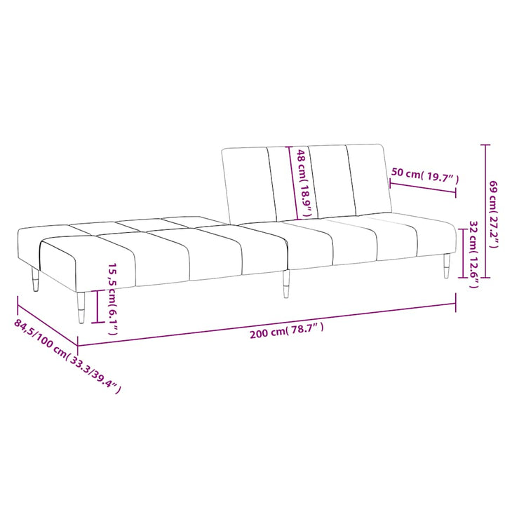 Bäddsoffa 2-Sits Mörkgrå Sammet