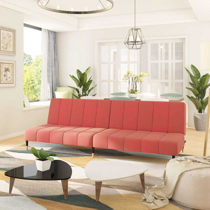 Bäddsoffa 2-Sits Med Två Kuddar Gräddvit Sammet