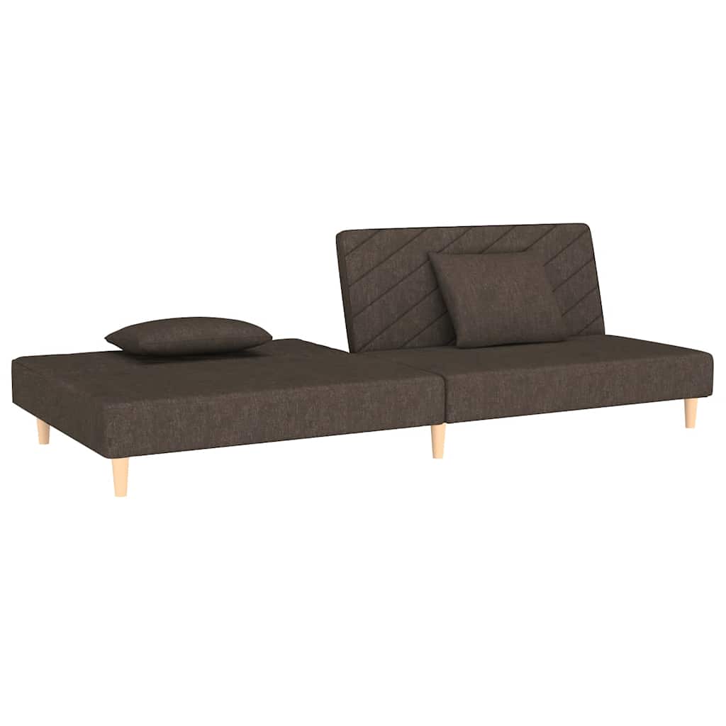 Bäddsoffa 2-Sits Med Två Kuddar Mörk Tyg