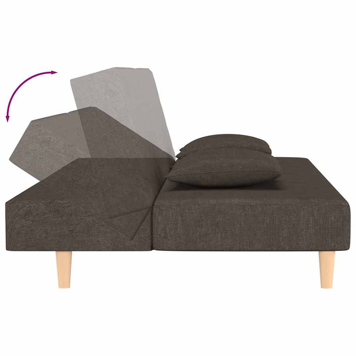 Bäddsoffa 2-Sits Med Två Kuddar Mörk Tyg