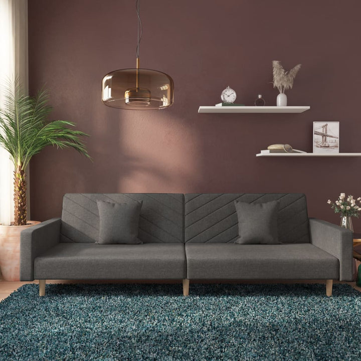 Bäddsoffa 2-Sits Med Två Kuddar Mörk Tyg