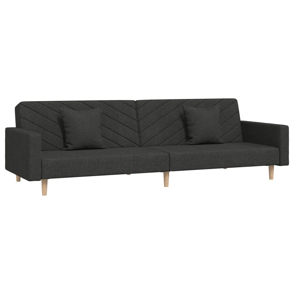 Bäddsoffa 2-Sits Med Två Kuddar Svart Tyg