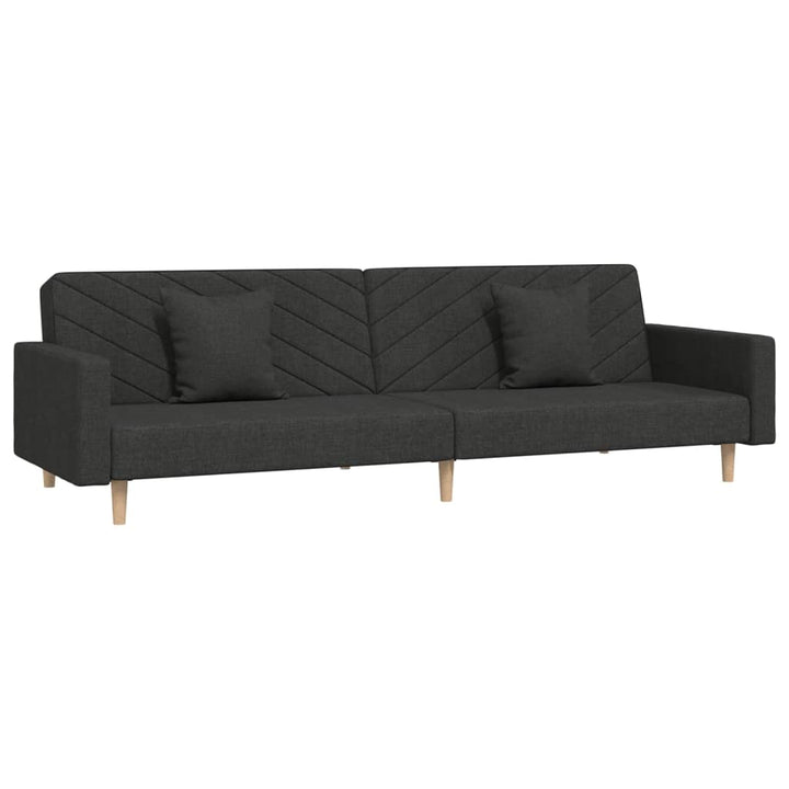 Bäddsoffa 2-Sits Med Två Kuddar Svart Tyg