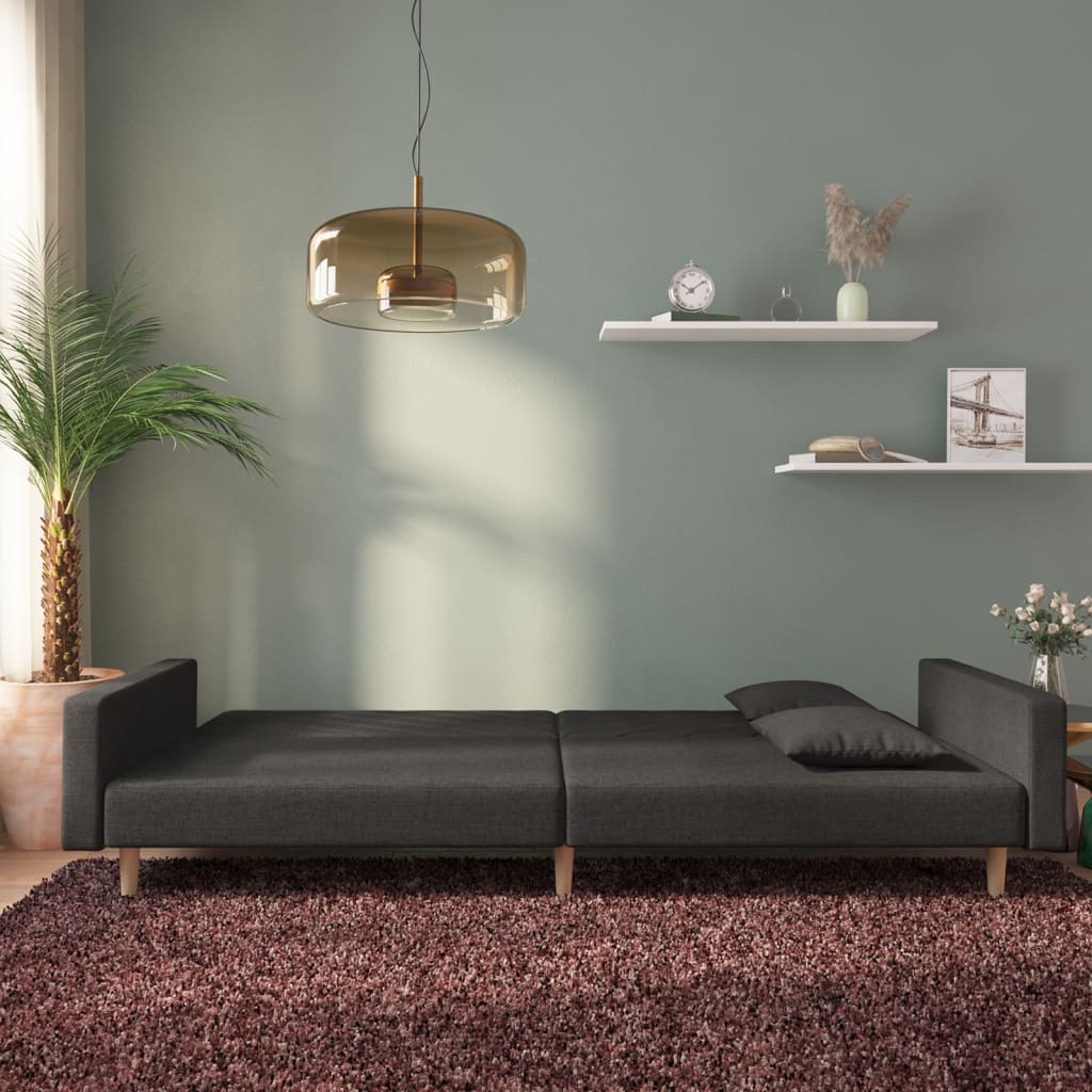Bäddsoffa 2-Sits Med Två Kuddar Svart Tyg