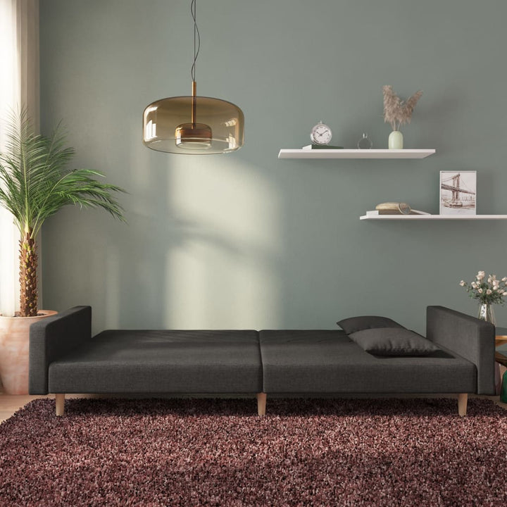 Bäddsoffa 2-Sits Med Två Kuddar Svart Tyg