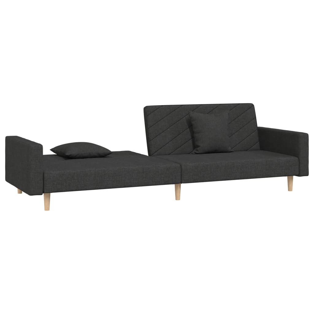 Bäddsoffa 2-Sits Med Två Kuddar Svart Tyg