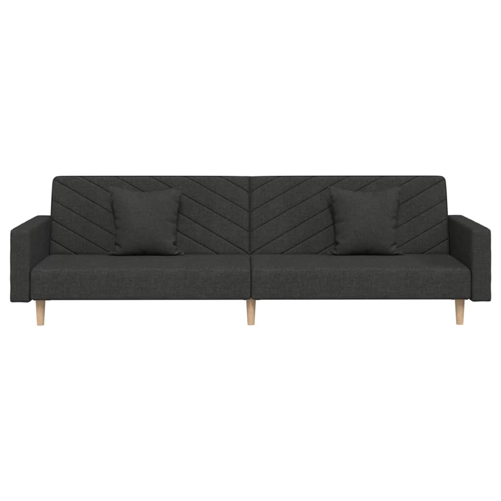 Bäddsoffa 2-Sits Med Två Kuddar Svart Tyg