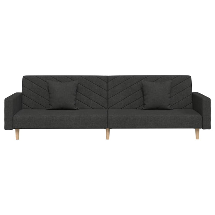 Bäddsoffa 2-Sits Med Två Kuddar Svart Tyg
