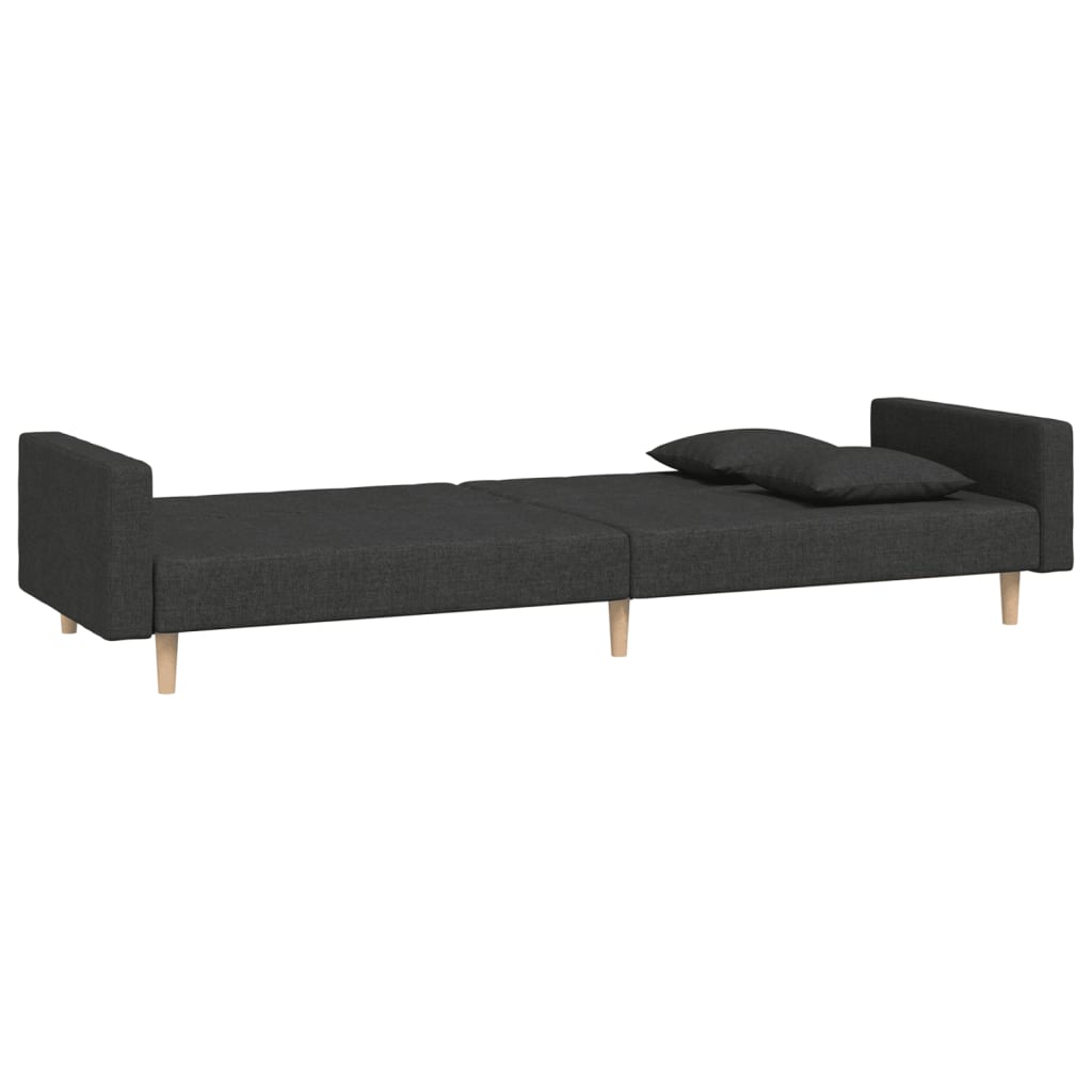 Bäddsoffa 2-Sits Med Två Kuddar Svart Tyg