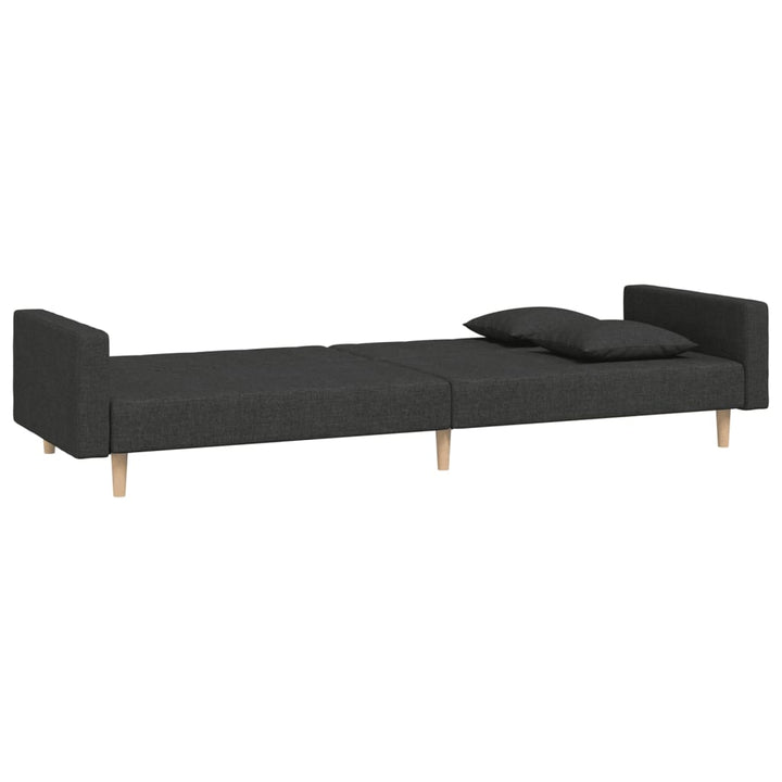 Bäddsoffa 2-Sits Med Två Kuddar Svart Tyg