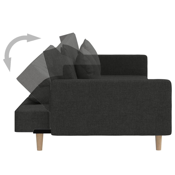 Bäddsoffa 2-Sits Med Två Kuddar Svart Tyg