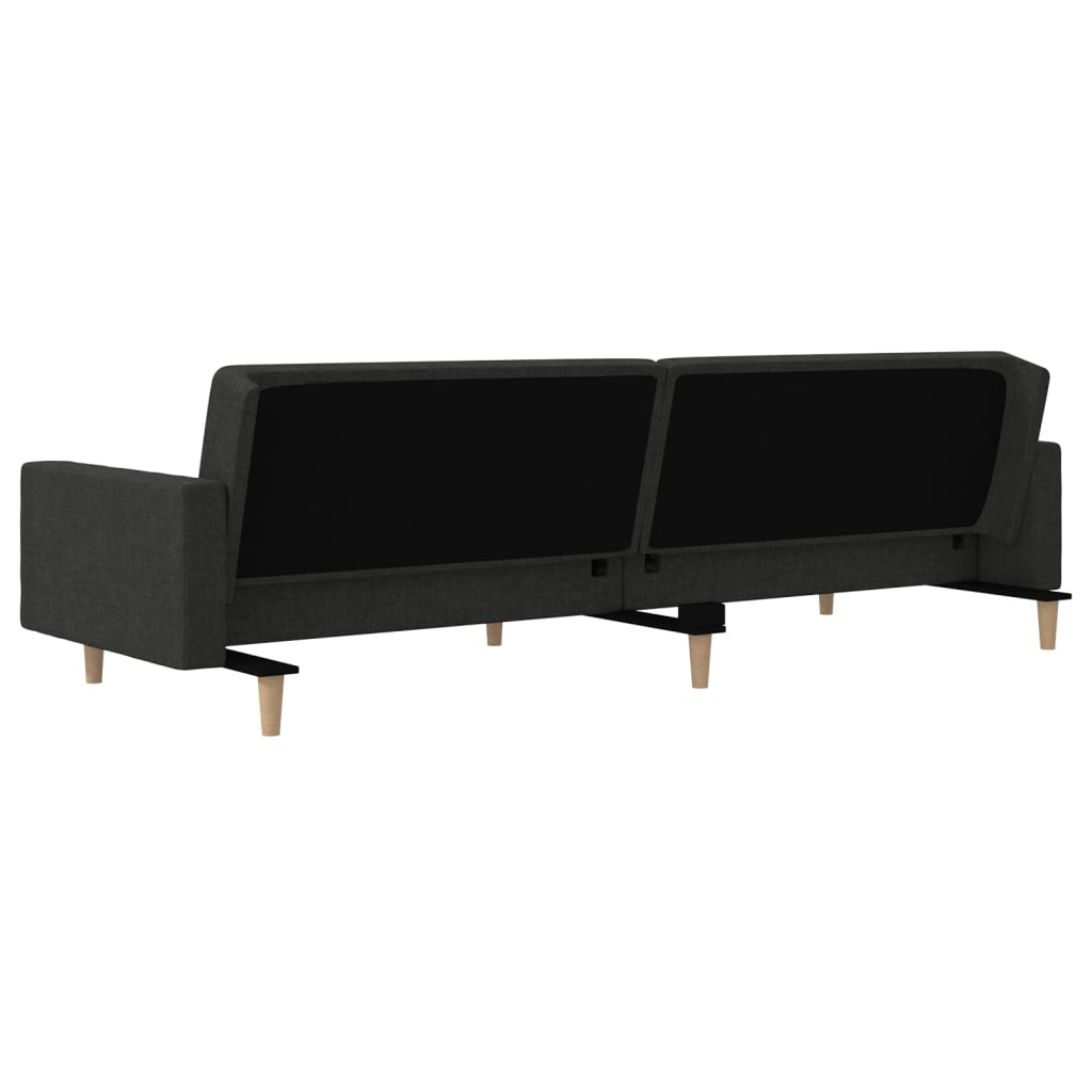 Bäddsoffa 2-Sits Med Två Kuddar Svart Tyg