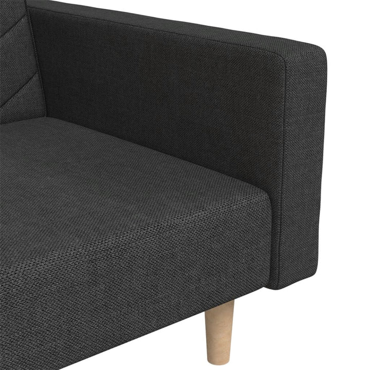 Bäddsoffa 2-Sits Med Två Kuddar Svart Tyg