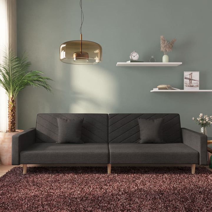 Bäddsoffa 2-Sits Med Två Kuddar Svart Tyg
