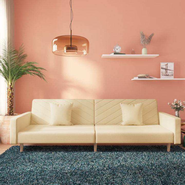Bäddsoffa 2-Sits Med Två Kuddar Mörk Tyg
