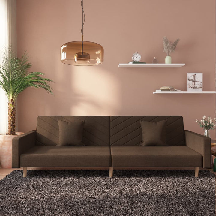 Bäddsoffa 2-Sits Med Två Kuddar Mörk Tyg