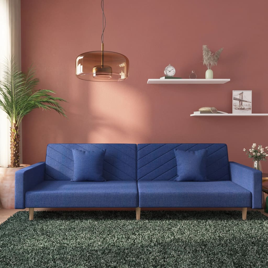 Bäddsoffa 2-Sits Med Två Kuddar Mörk Tyg