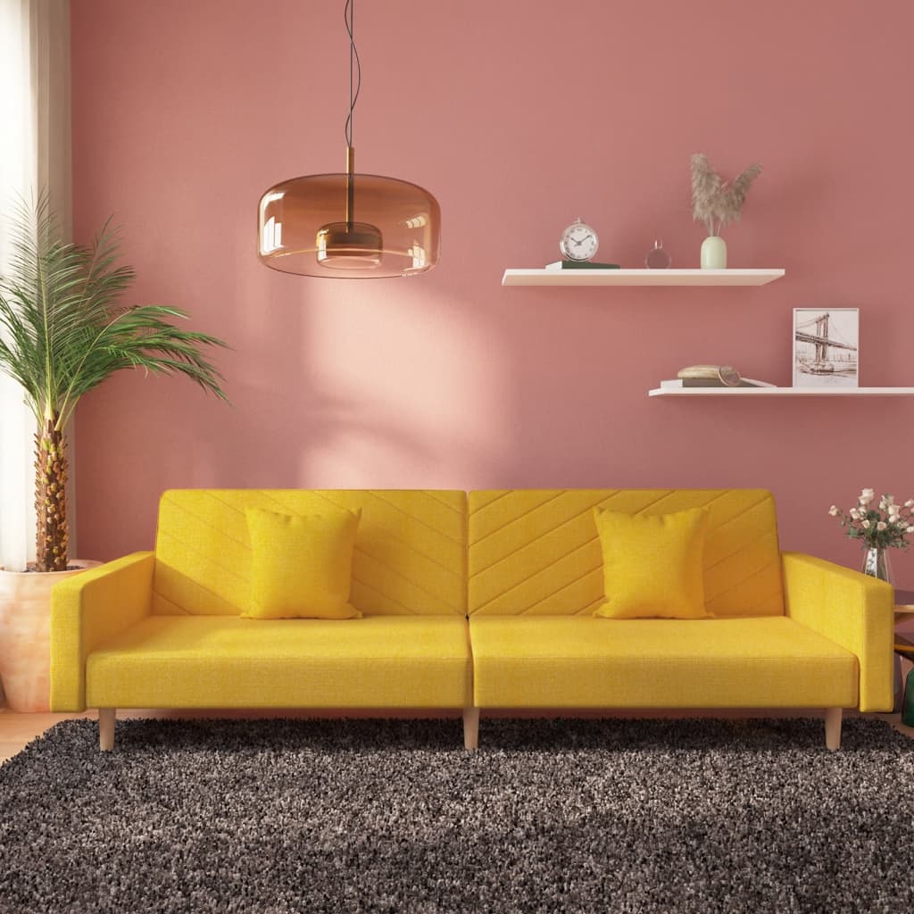 Bäddsoffa 2-Sits Med Två Kuddar Mörk Tyg