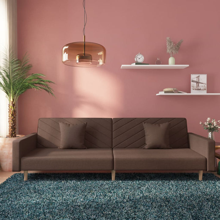 Bäddsoffa 2-Sits Med Två Kuddar Mörk Tyg