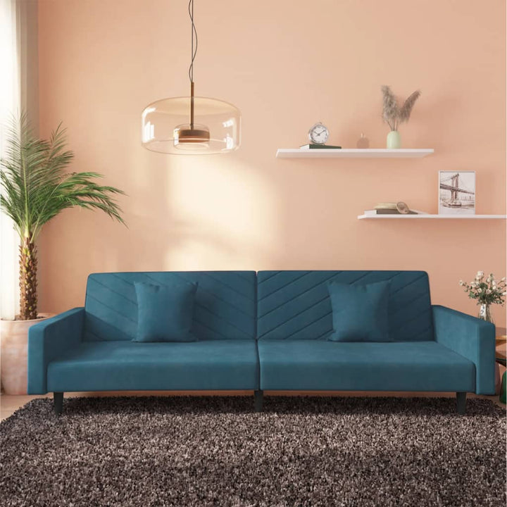 Bäddsoffa 2-Sits Med Två Kuddar Sammet