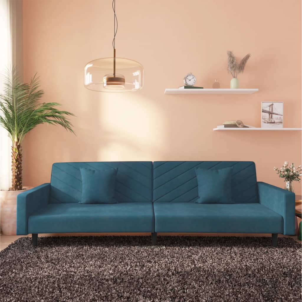 Bäddsoffa 2-Sits Med Två Kuddar Sammet