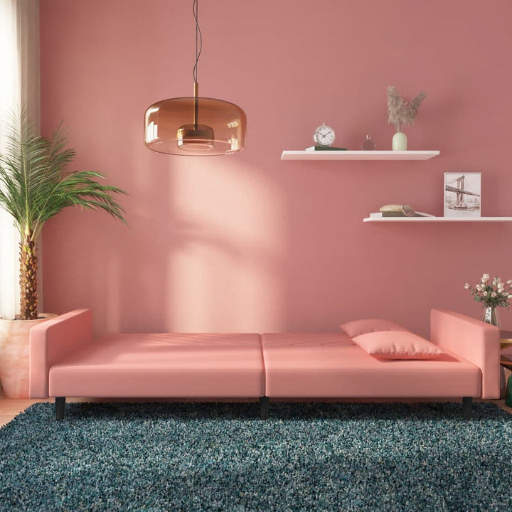 Bäddsoffa 2-Sits Med Två Kuddar Sammet