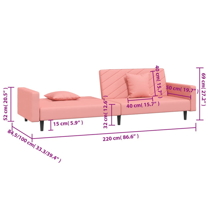 Bäddsoffa 2-Sits Med Två Kuddar Sammet