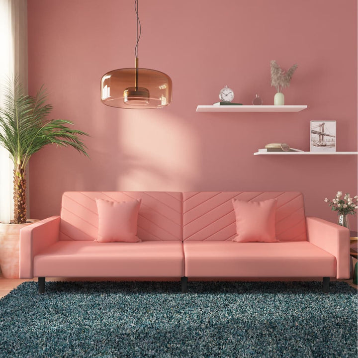 Bäddsoffa 2-Sits Med Två Kuddar Sammet
