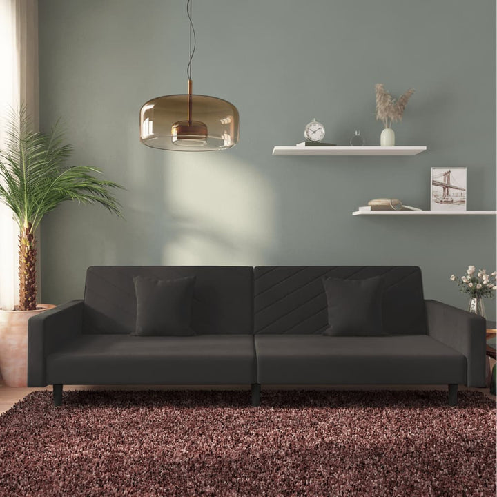Bäddsoffa 2-Sits Med Två Kuddar Sammet