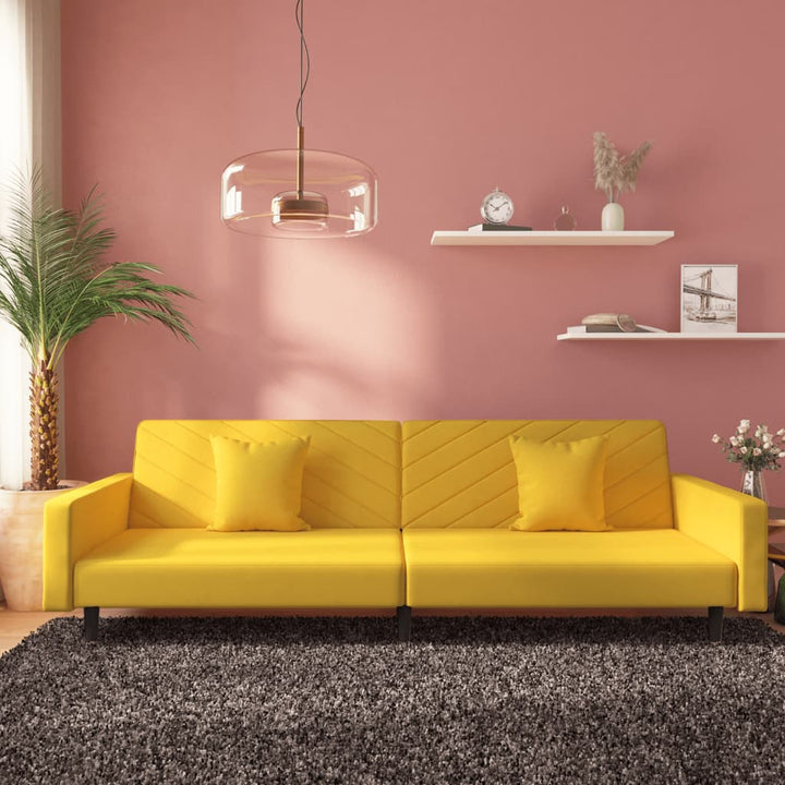Bäddsoffa 2-Sits Med Två Kuddar Sammet