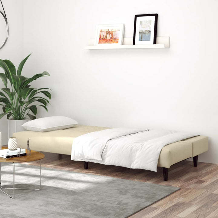 Bäddsoffa 2-Sits Gräddvit Sammet