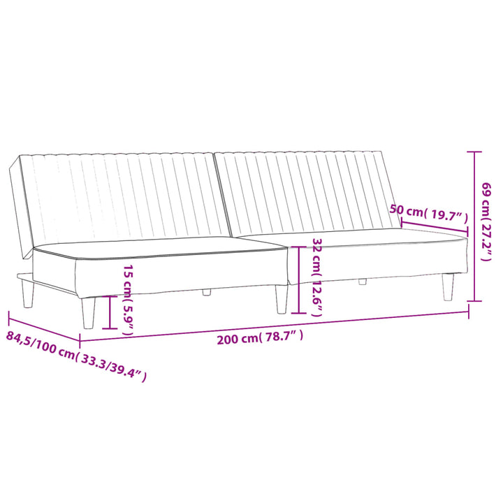 Bäddsoffa 2-Sits Gräddvit Sammet